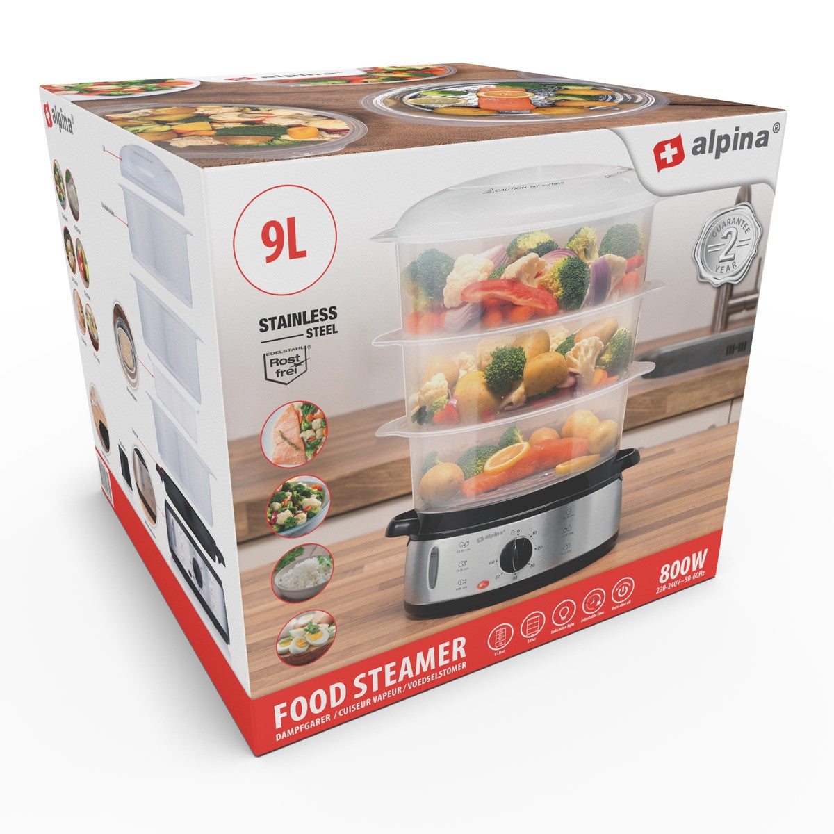 alpina Stoomkoker 9L Stomer 800W - maximondo