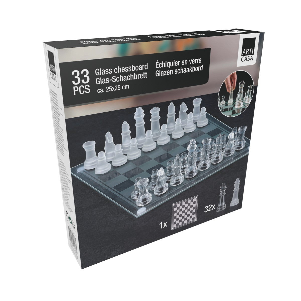Arti Casa Glazen Schaakset 33 Delige Set - maximondo
