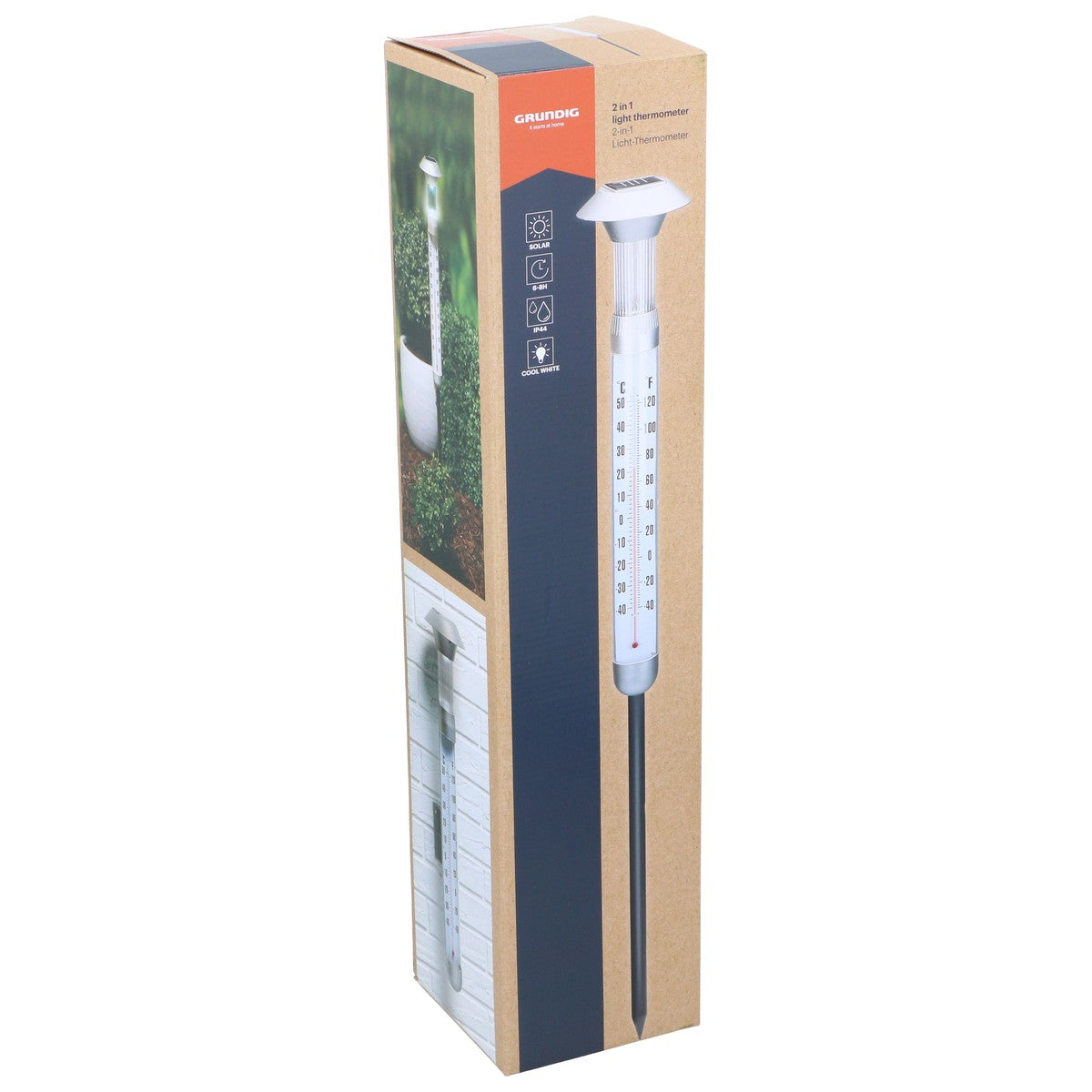 Grundig Solar Thermometer - Tuinthermometer met Tuinlamp - maximondo