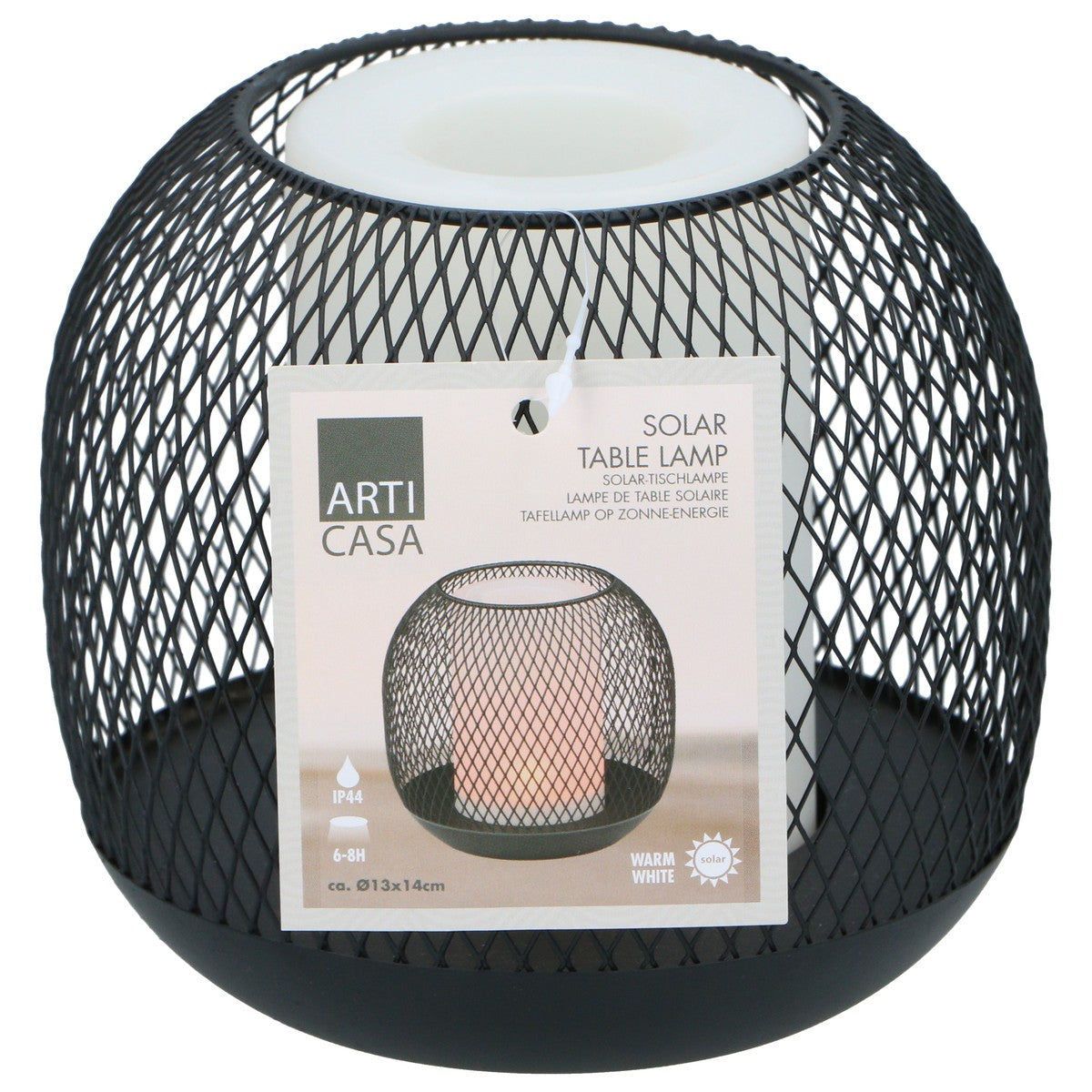 Grundig Solar Tafellamp - Zwarte Metalen Lantaarn - 13x14 cm - maximondo