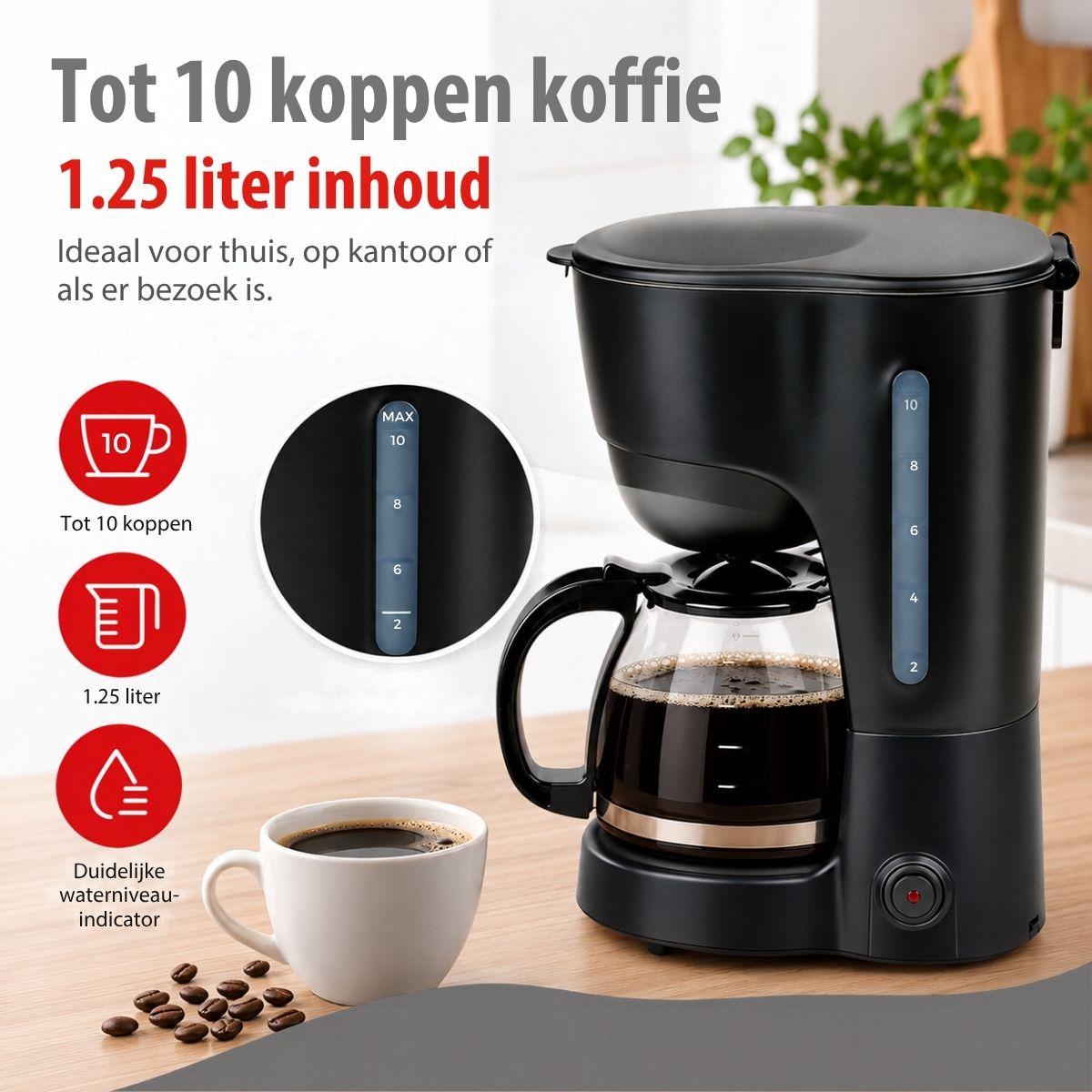 alpina Koffiezetapparaat 1,25L voor Filterkoffie