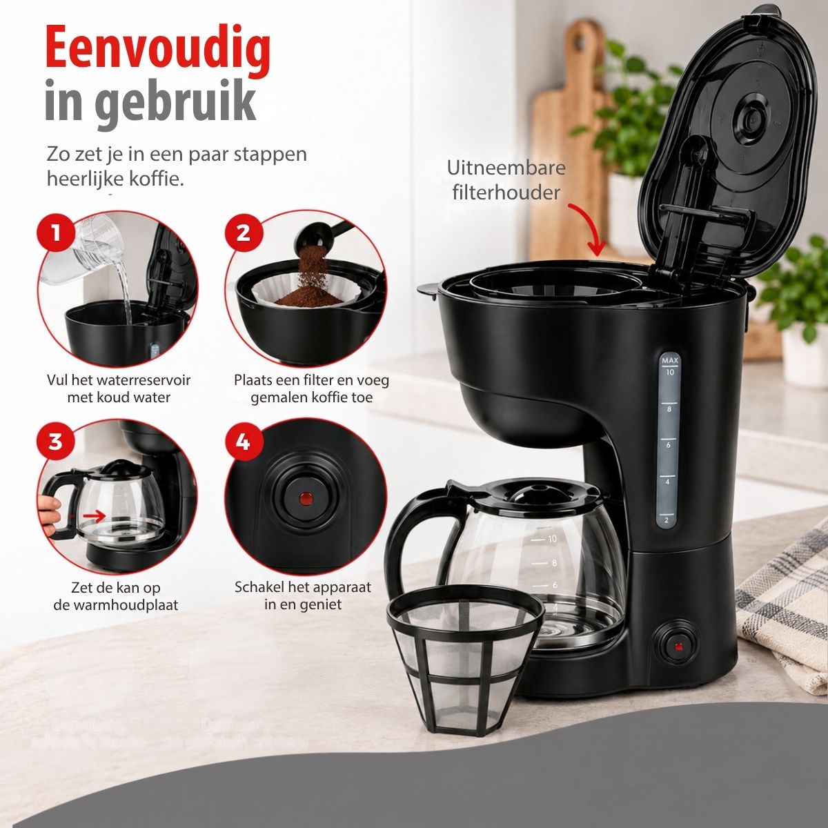 alpina Koffiezetapparaat 1,25L voor Filterkoffie