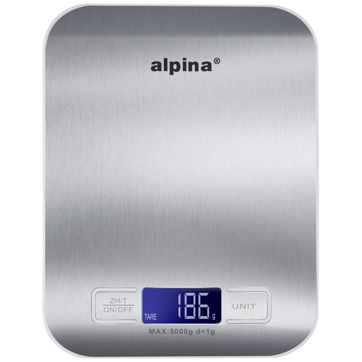 alpina Digitale Keukenweegschaal 5kg RVS LCD Display