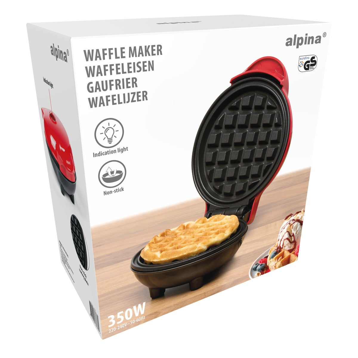 alpina Wafelmaker - Compact Wafelijzer - Anti-aanbaklaag