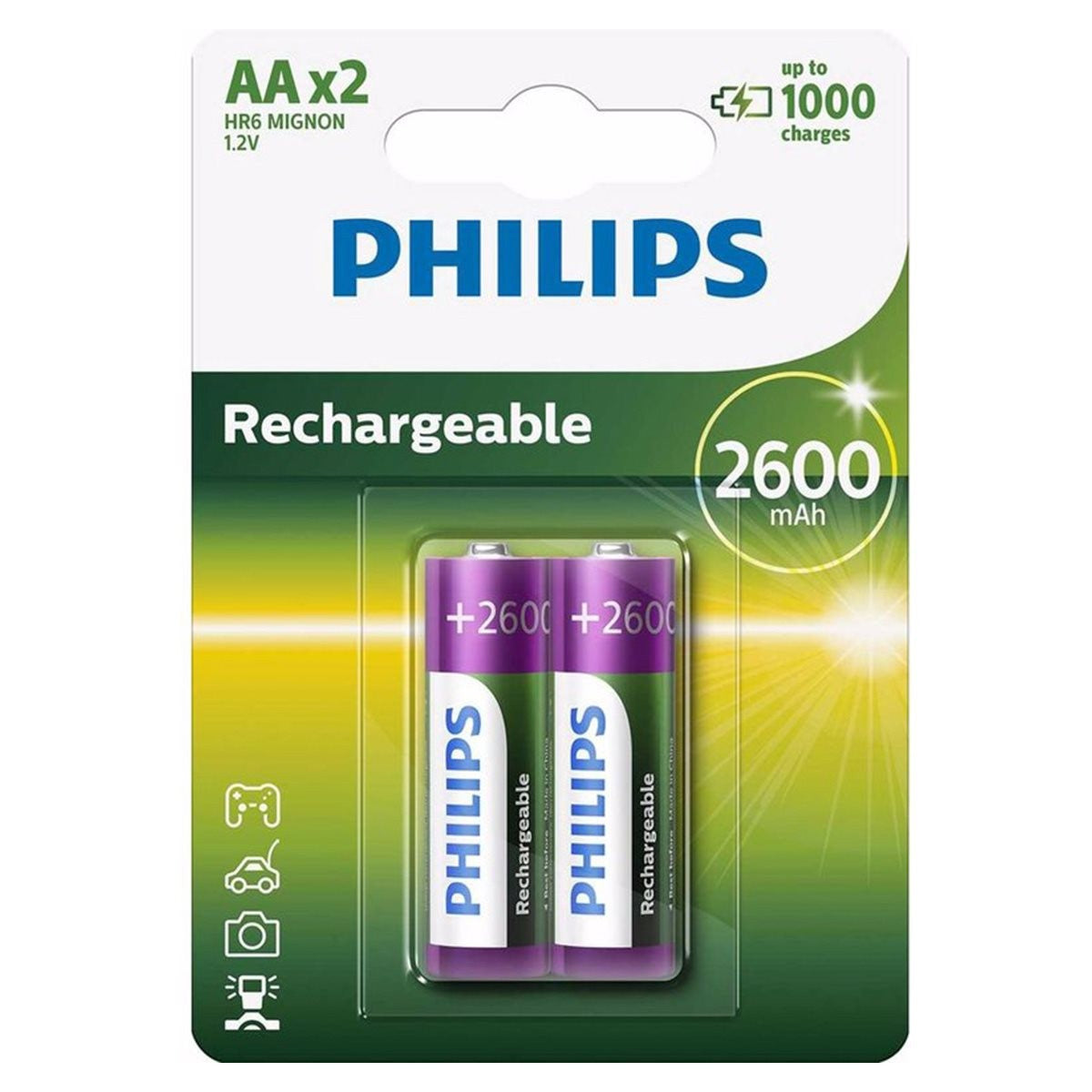 Philips AA Batterijen Oplaadbaar - 2600mAh - 2 Stuks - maximondo