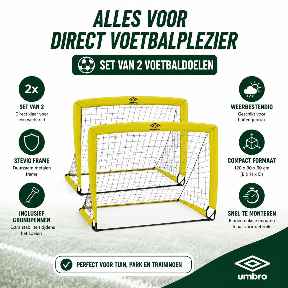 Umbro Pop-Up Voetbaldoel Set van 2 120 x 90 x 90 cm