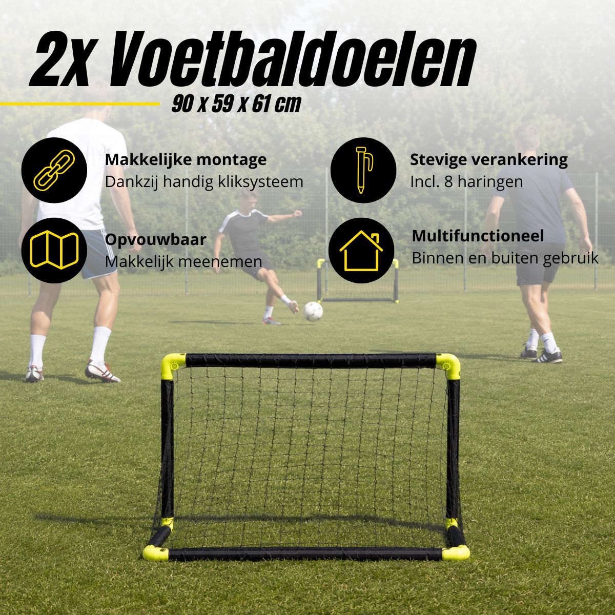 Dunlop Voetbaldoelen Set van 2 - Voetbalgoal 90 x 59 x 61 cm - maximondo