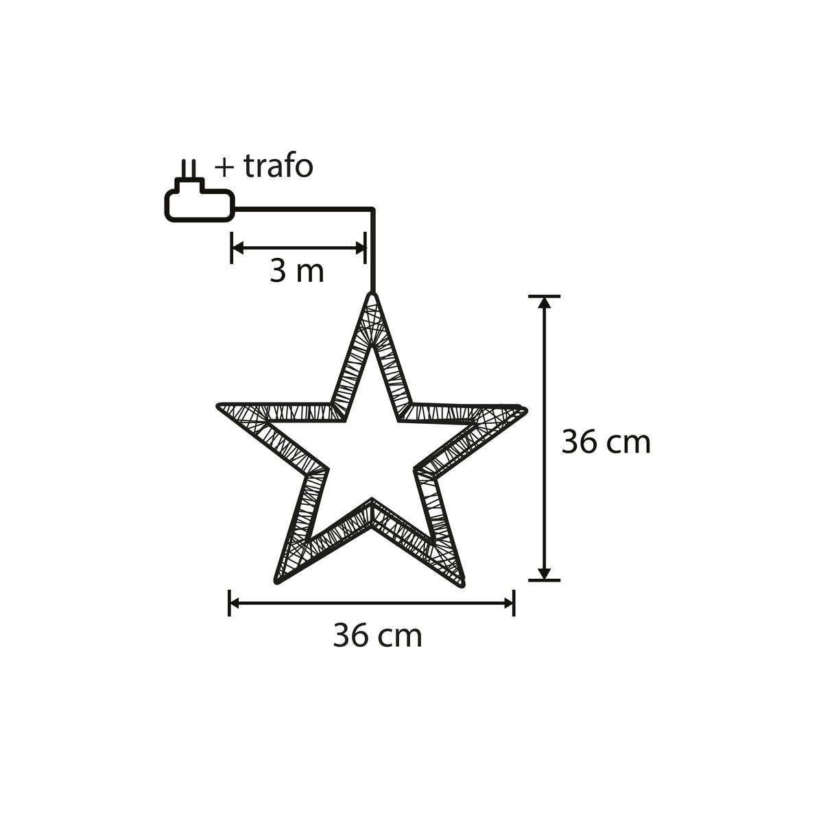 Luca Lighting Ster wit warm wit 800led IP44 en timer - d36cm - maximondo