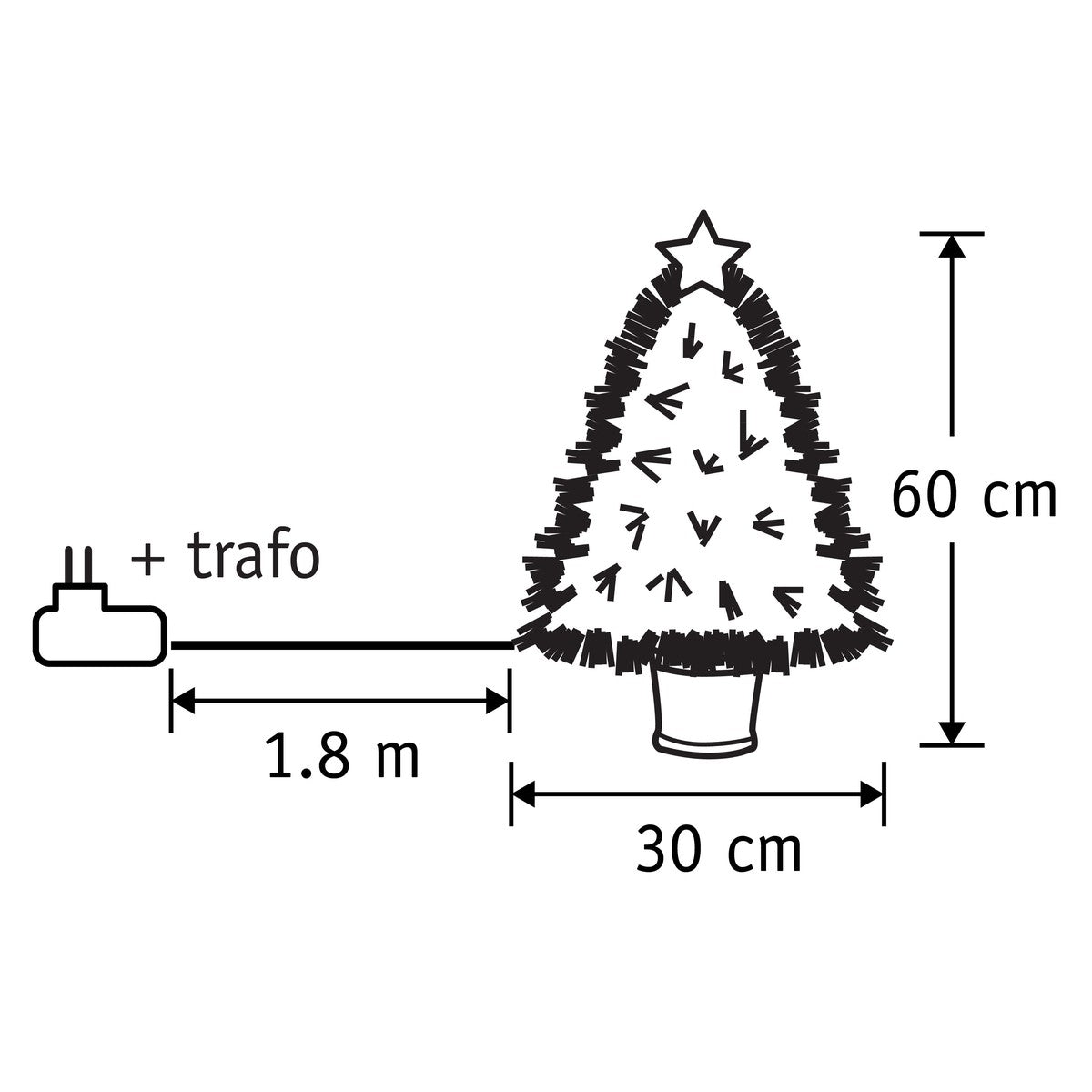 Luca Lighting Mercury boom fibre optic groen warm wit 65led 8 function controller - h60xd30cm