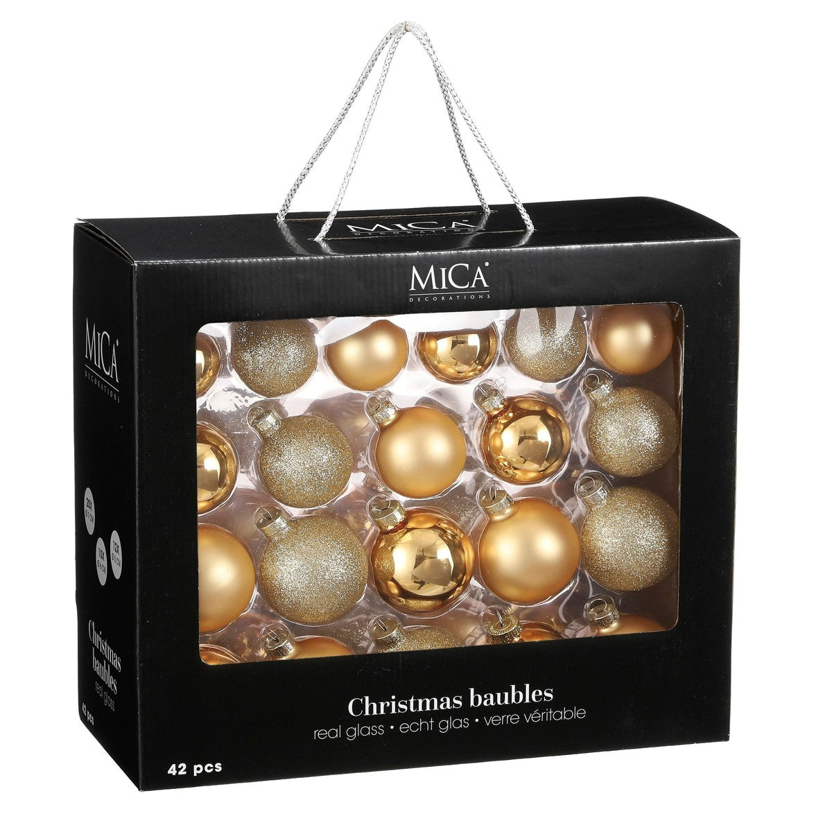 Mica Decorations Bal glas goud 42 stuks - d7cm