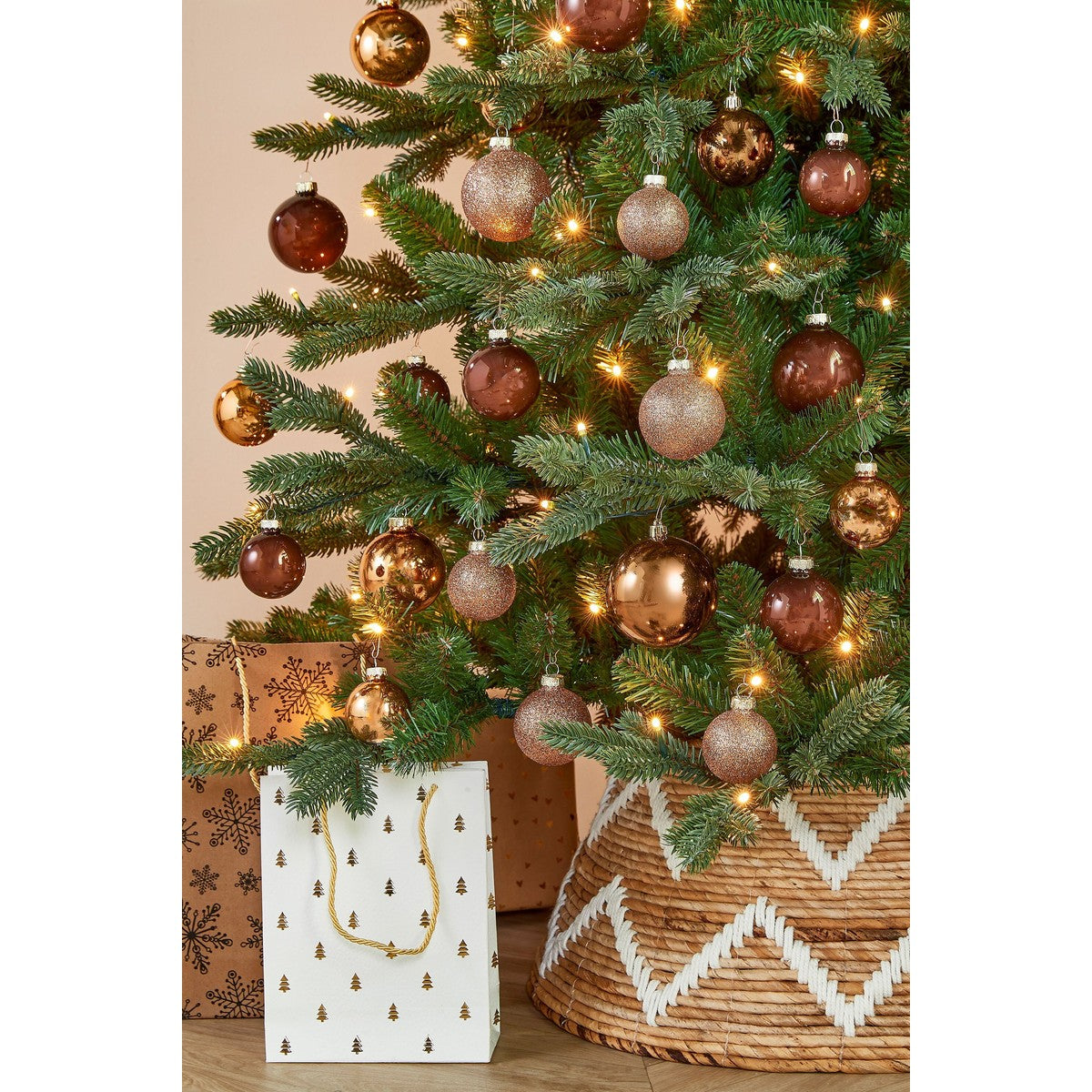 Mica Decorations Bal glas bruin 42 stuks - d7cm