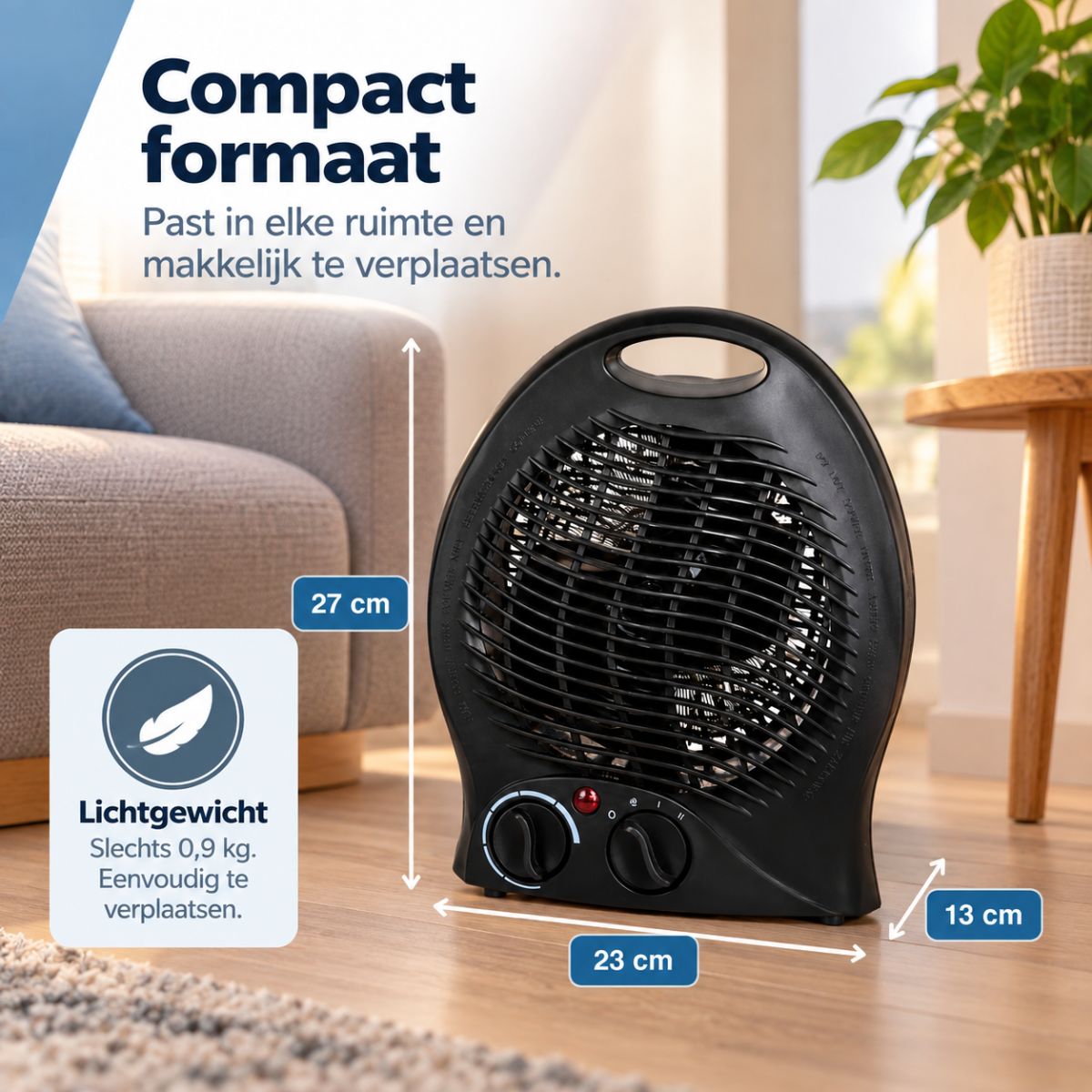 Kinzo Ventilatorkachel 2000W Zwart