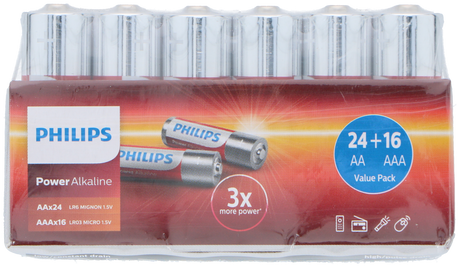Philips Batterijen 24x AA + 16x AAA Voordeelverpakking - maximondo