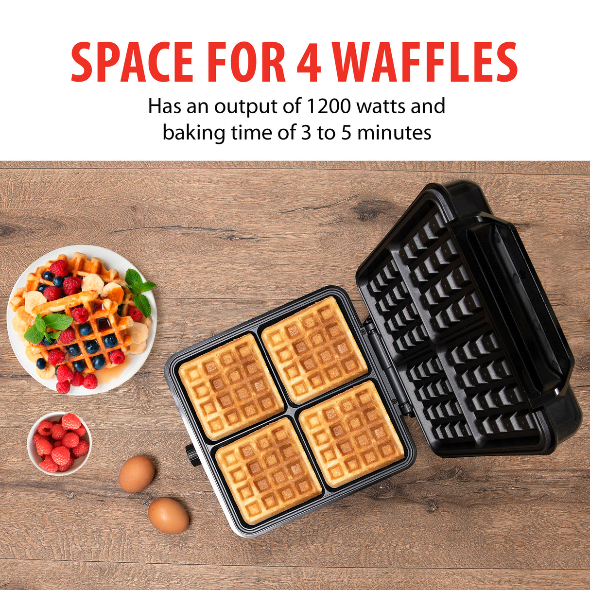 alpina Wafelijzer 4 Wafels 1200W - maximondo