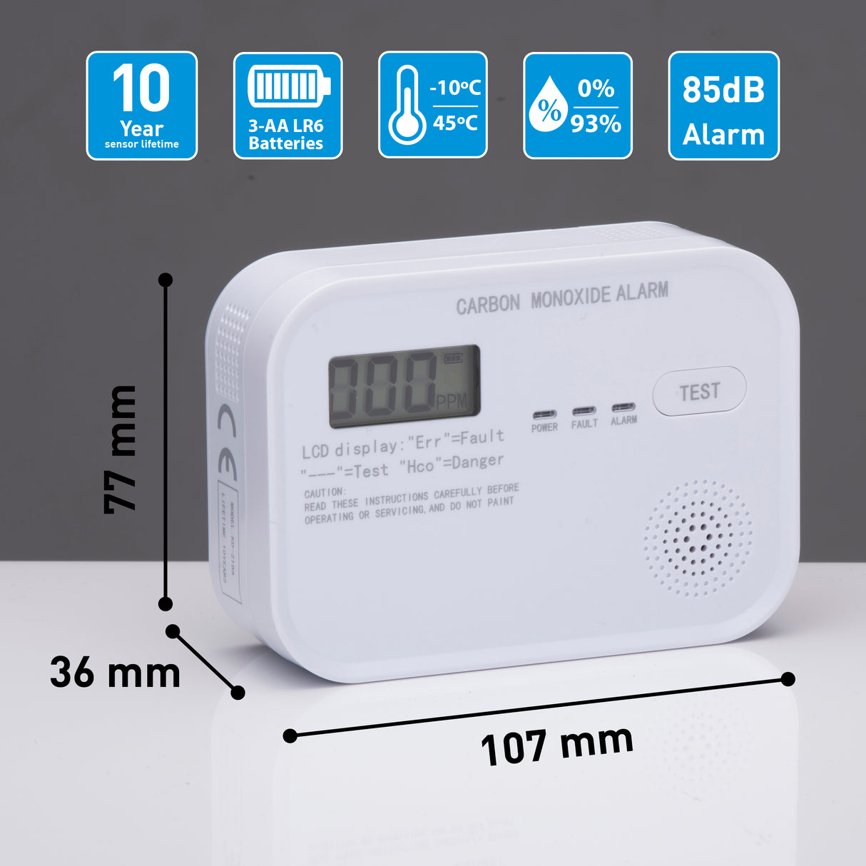 Grundig Koolmonoxidemelder 10 Jaar Batterij – CO Melder - maximondo