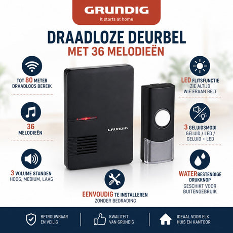 Grundig Deurbelset zwart - maximondo