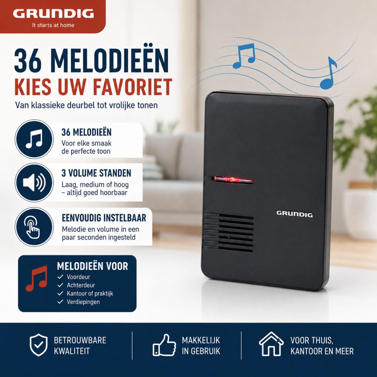 Grundig Deurbelset zwart - maximondo