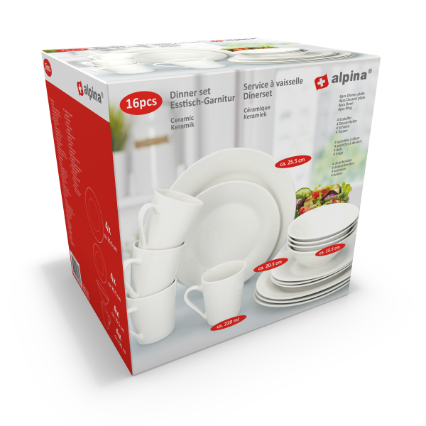 alpina Serviesset 16-Delig - Bordenset Diner 4 Persoons