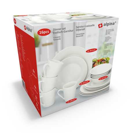 alpina Serviesset 16-Delig - Bordenset Diner 4 Persoons - maximondo