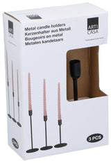 Arti Casa Zwart Kandelaars 3 Stuks Metaal - maximondo