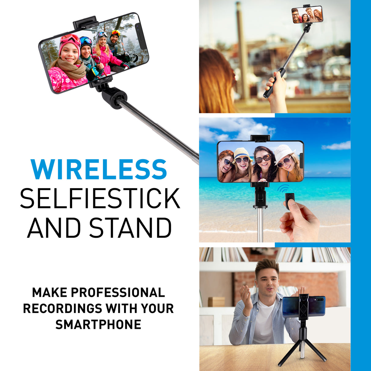 Grundig Selfie Stick & Statief, 120° - maximondo