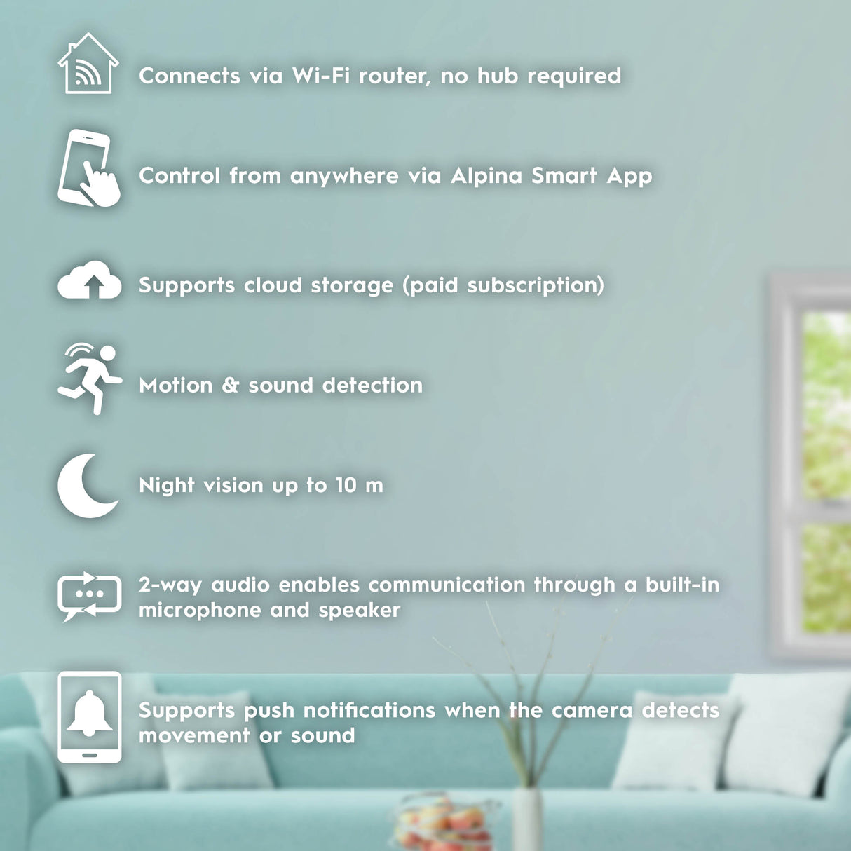 alpina Smart Home Wifi Camera Bewakingscamera - maximondo
