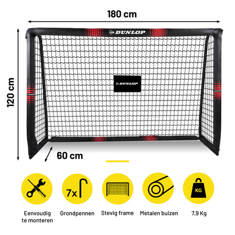 Dunlop Voetbaldoel 180 x 120 x 60cm - maximondo