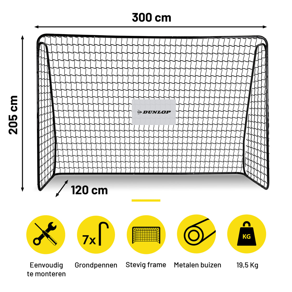 Dunlop Voetbaldoel 300 x 205 x 120cm - maximondo