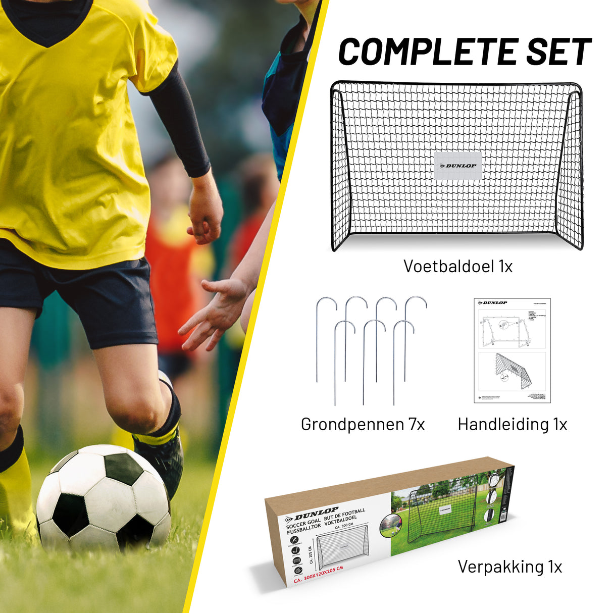 Dunlop Voetbaldoel 300 x 205 x 120cm - maximondo