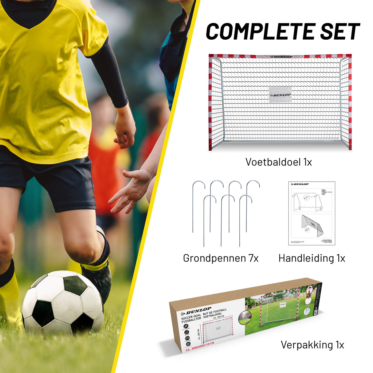 Dunlop Voetbaldoel 300 x 200 x 110cm - maximondo