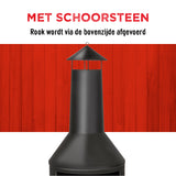 BBQ Collection buitenhaard met schoorsteen en houtopslag 134x44,5cm staal zwart - maximondo