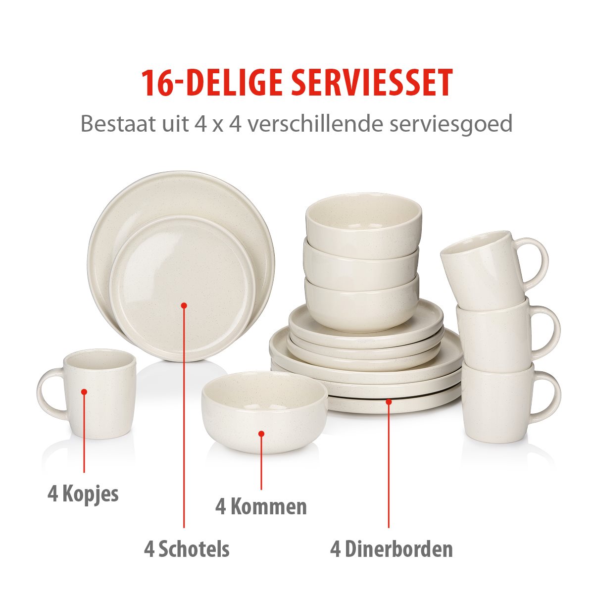 alpina Serviesset 16Delig - 4 Persoons Bordenset