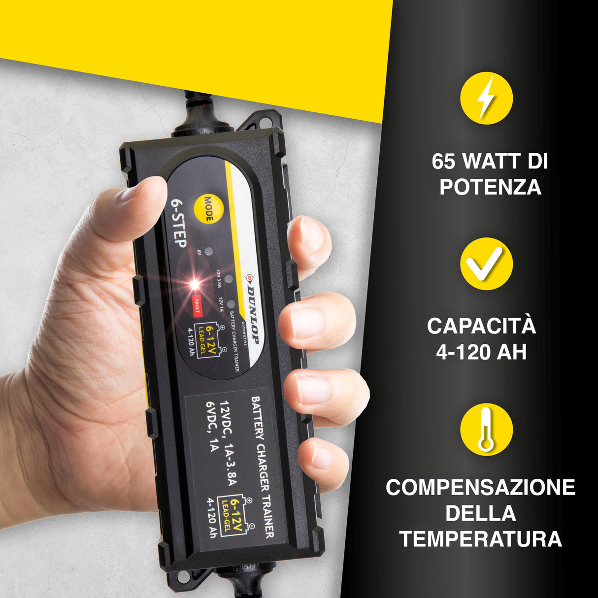 Dunlop Acculader LED 12V - Auto/Motor/Boot - maximondo