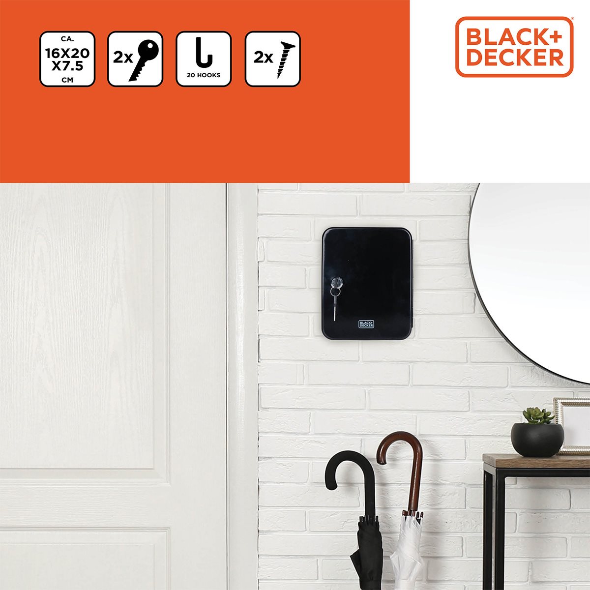 BLACK+DECKER Sleutelkast 20 Haakjes - maximondo
