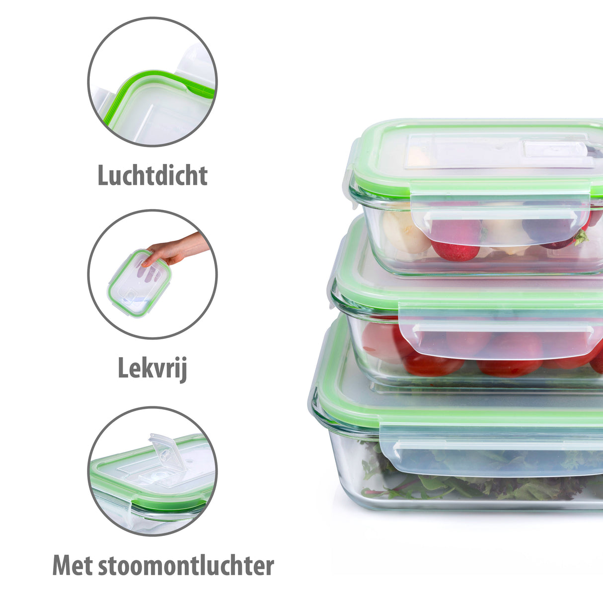 alpina Vershoudbakjes 3-Delig - Diepvriesbakjes met Deksel - maximondo