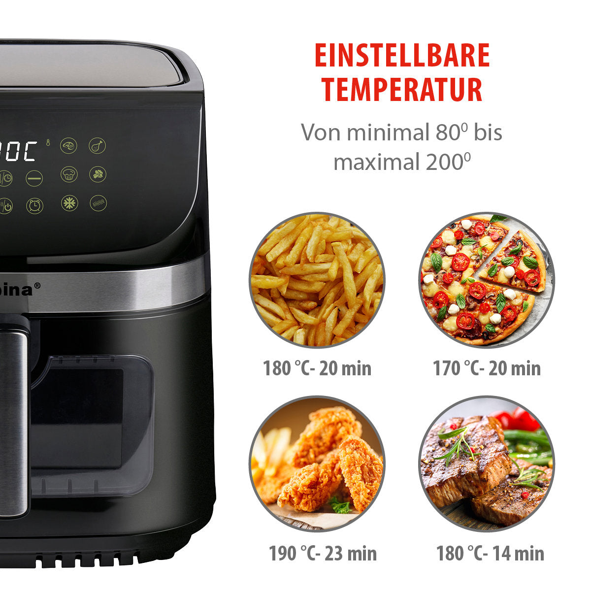 alpina Dubbele Airfryer XXL - Heteluchtfriteuse 9L - maximondo