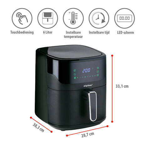 alpina Airfryer XL - Heteluchtfriteuse 6L - 2-5 Personen - maximondo