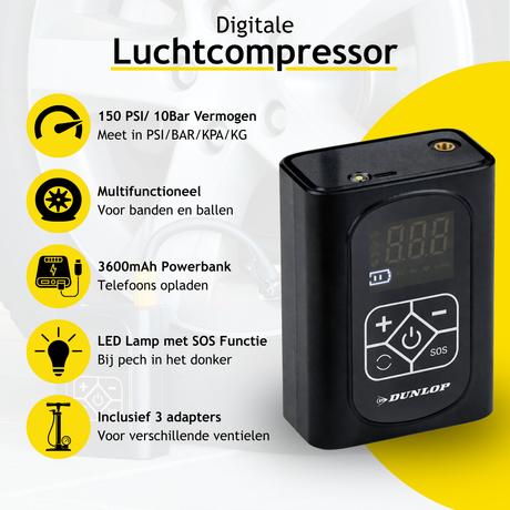 Dunlop Digitale Luchtcompressor 150PSI - maximondo