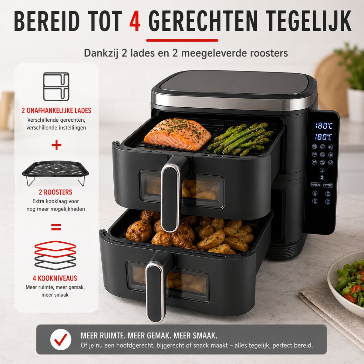 alpina Airfryer XXL - Heteluchtfriteuse 11L - 8 Personen - maximondo