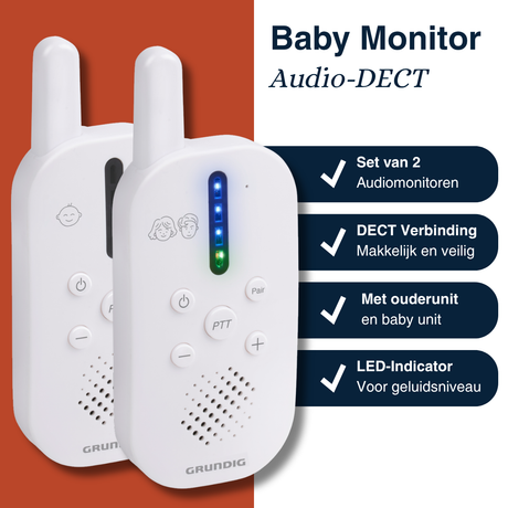 Grundig DECT Audio Babyfoon - Baby Monitor met 150M bereik - maximondo