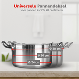 alpina Universeel Glazen Deksel Pannendeksel 24cm/26cm/28cm - maximondo