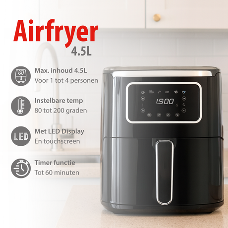 alpina Airfryer 4.5L - Heteluchtfriteuse voor 1-4 Personen