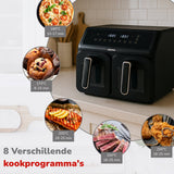 alpina Dubbele Airfryer XXL - Heteluchtfriteuse 2x4L