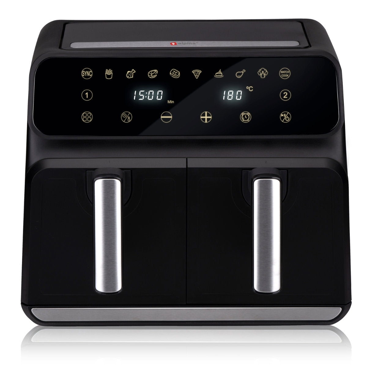alpina Dubbele Airfryer XXL - Heteluchtfriteuse 2x4L - maximondo