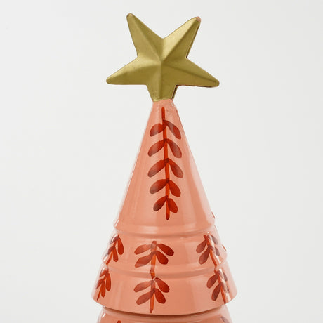 Mica Decorations Decoratie Kerstboom - H40 x Ø13 cm - IJzer - Roze - maximondo