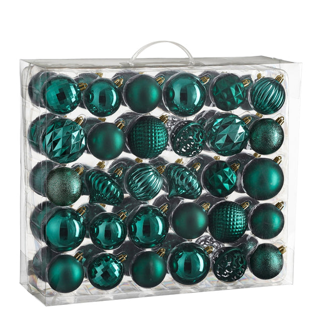 Mica Decorations Boom decoratie onbreekbaar petrol 60 stuks - d7cm - maximondo