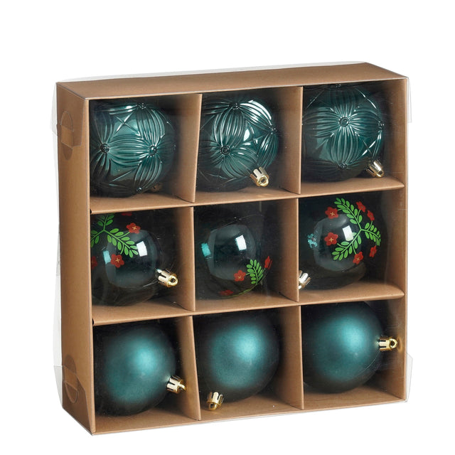 Mica Decorations kerstballen Set - 9 Stuks - Ø8 cm - maximondo