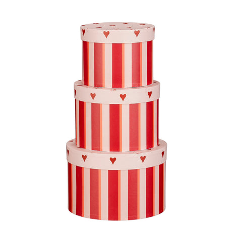 Mica Decorations Opbergdoos rood set van 3 FSC Mix - h14xd21cm - maximondo