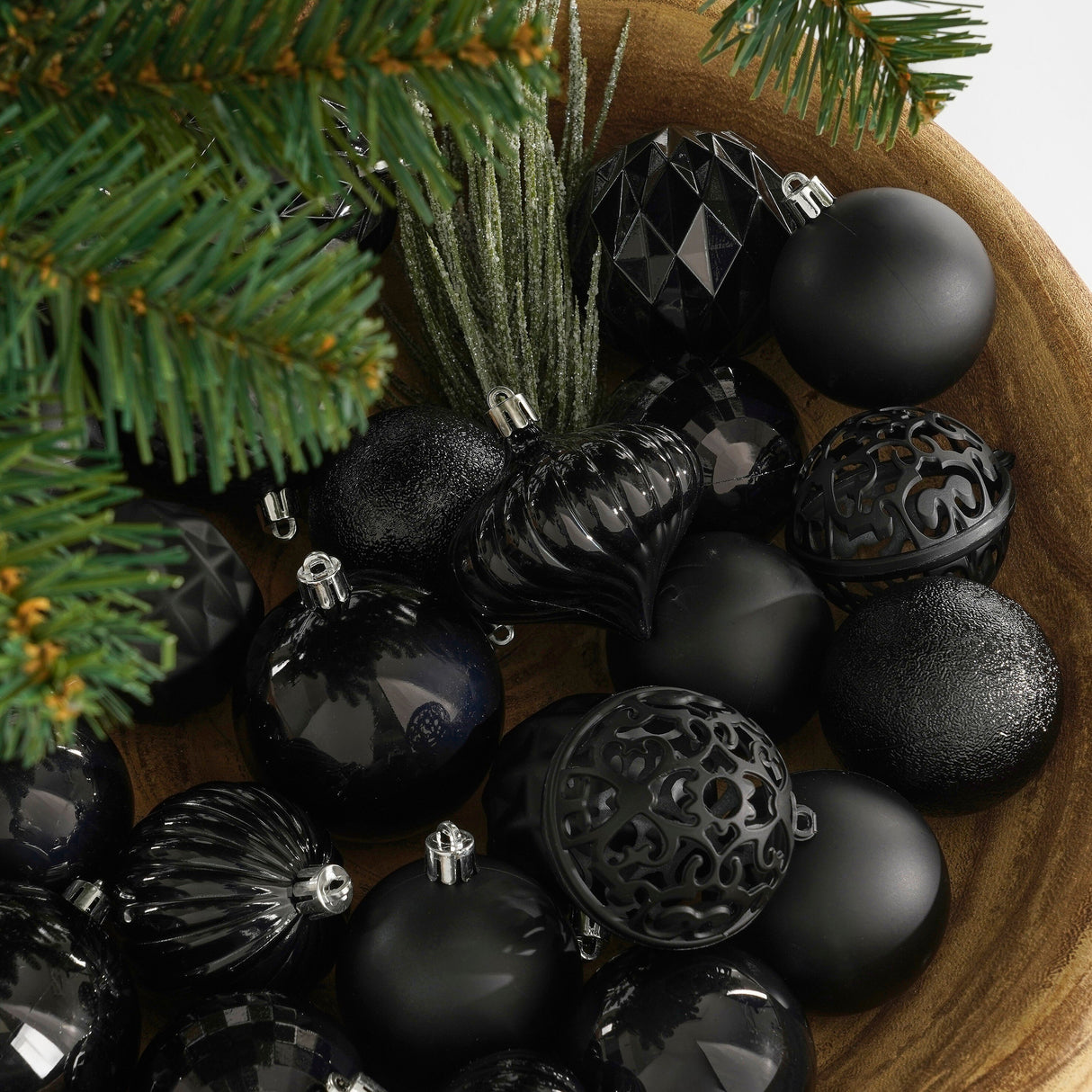 Mica Decorations Boom decoratie onbreekbaar zwart 60 stuks - d7cm - maximondo