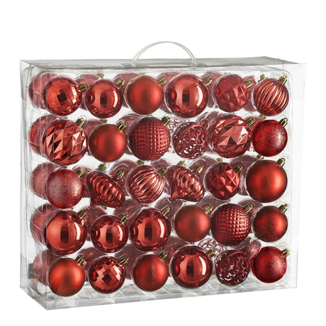 Mica Decorations Boom decoratie onbreekbaar rood 60 stuks - d7cm - maximondo